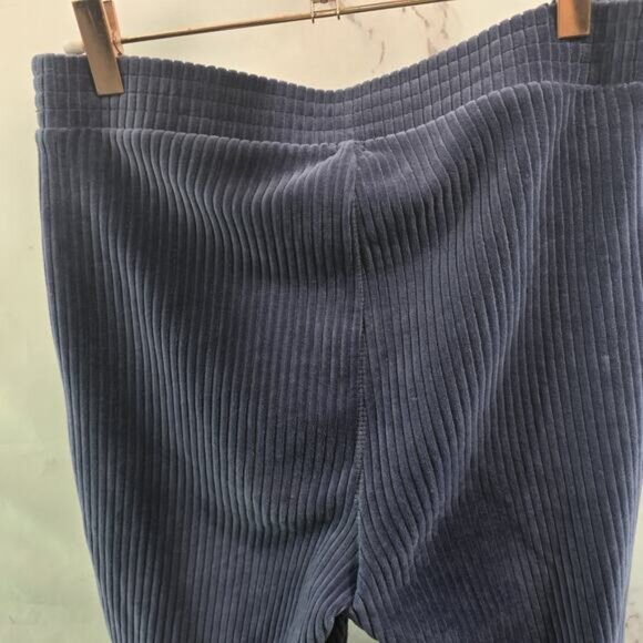 Aerie Leggings Women Medium Short Blue Flare Groove On Velour Corduroy High - Picture 6 of 11